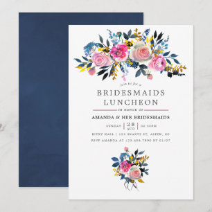 Convite Almoço de Noivas com Florais em Aquarela na Moda