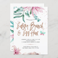 Almoço de Páscoa floral e magnólia de caça aos ovo