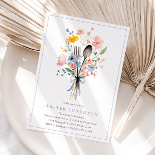 Convite Almoço de Páscoa Floral Pastel Elegante