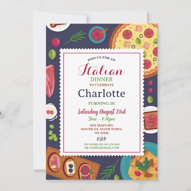 Convite Almoço de pizza de Festa de aniversário Jantada it (Frente)