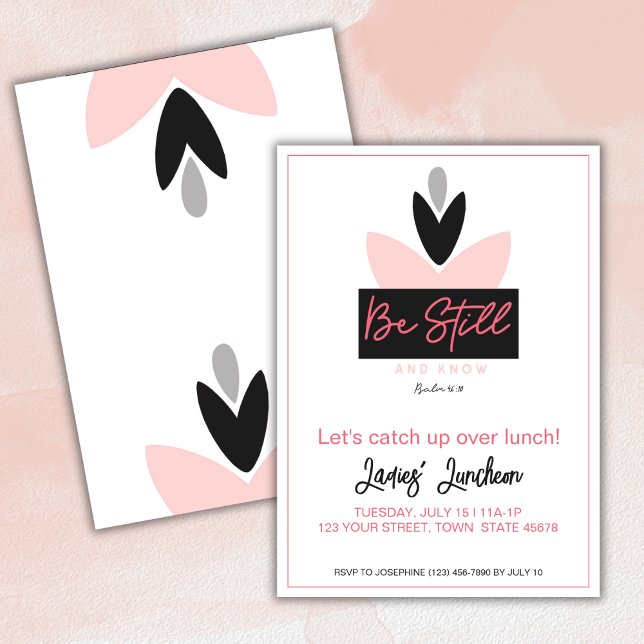 Convite Almoço de Senhoras Moderno Cristão Salmo 46:10 Ros (Criador carregado)