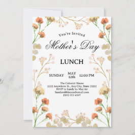 Convite Almoço do Dia de as mães Branco da DaTECND Wildflo