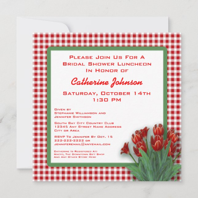 Convite Almoço verificado do chá de panela das tulipas (Frente)