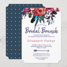 Convite Almofada de bridal azul-marinho azul-boho buquê