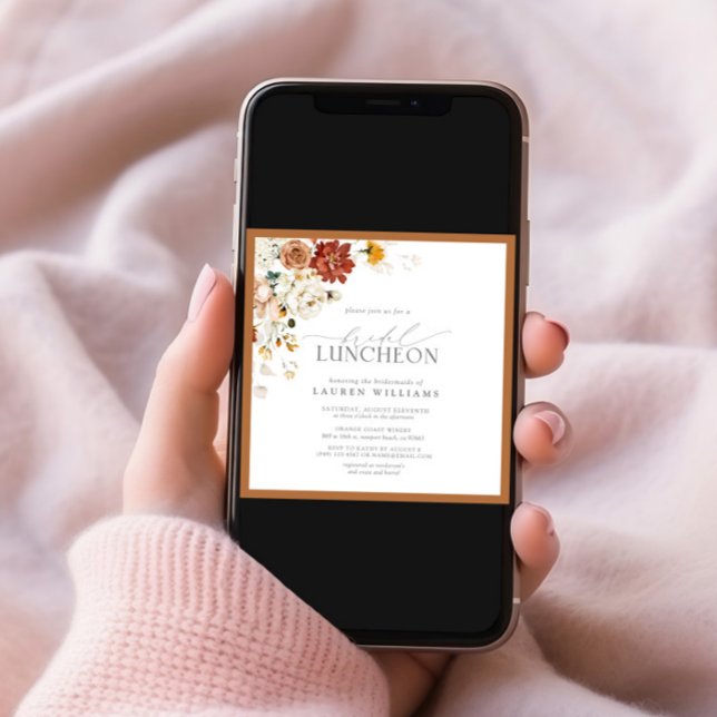 Convite Almofada de Bridal Elegante Laranja Floral (Criador carregado)