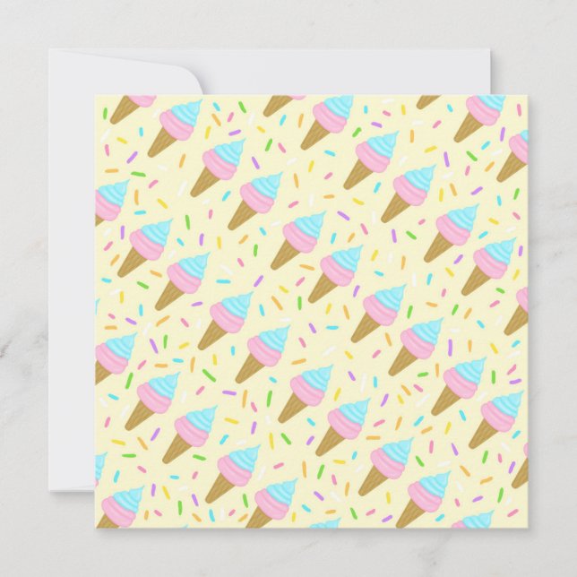 Convite Almofada fofa com estampa contínua de sorvetes (Frente)