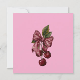 Convite Almofada Lombar com Laço Rosa e Cereja Coquette