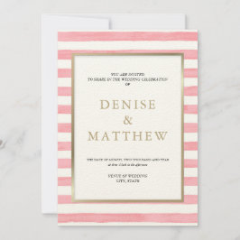 Convite Almond Blossom Watercolor Stripe & Dourado Letteri