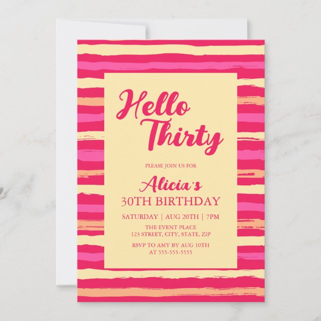 Convite Alô Colorido Alô Trinta Menininha Aniversário (Frente)