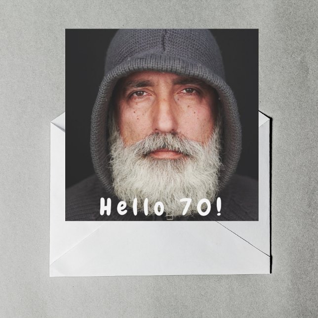 Convite Alô de festa de aniversário de foto 70 cara branco (Criador carregado)