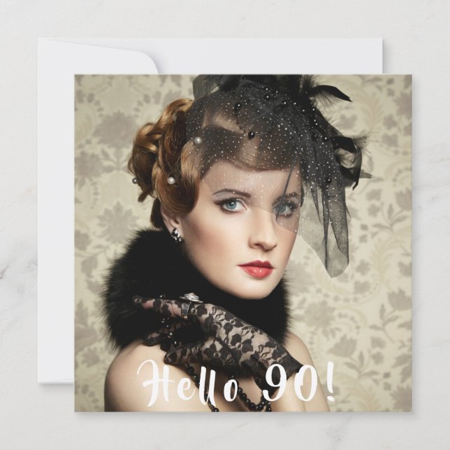 Convite Alô de festa de aniversário de foto 90 (Frente)