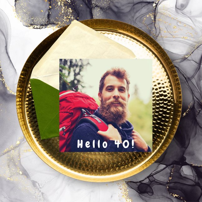 Convite Alô de foto aniversário de 40 anos 40 cara preto (Criador carregado)