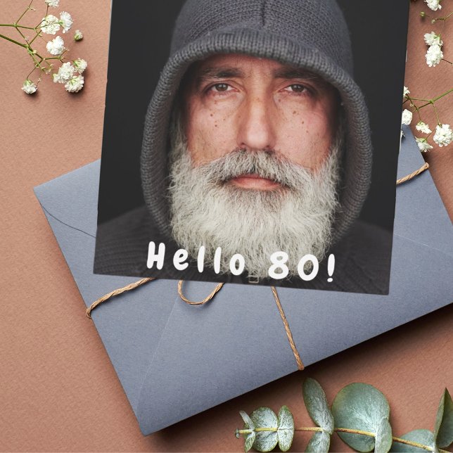 Convite Alô de foto de festa de aniversário 80 80 branco c (Criador carregado)