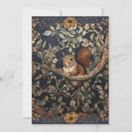 Convite Alô lá Esquilo Vermelho numa Árvore