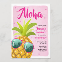 Aloha abacaxi Aniversário Tropical Luau Havaí rosa