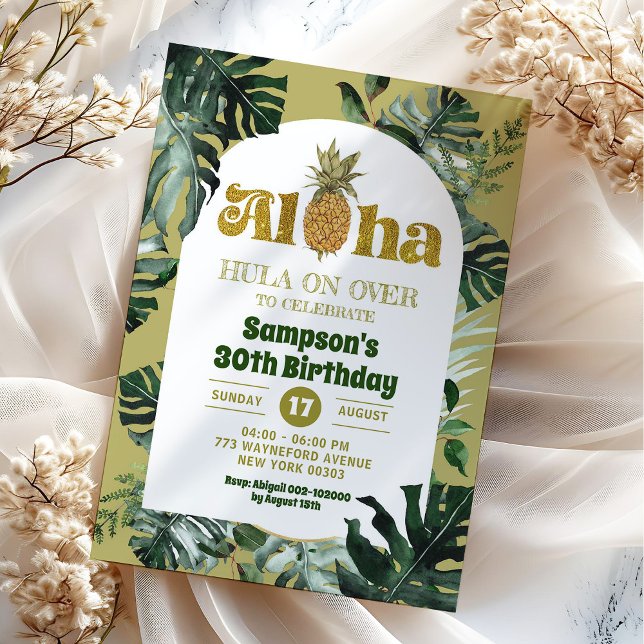 Convite Aloha Abacaxi Tropical Aloha Aloha, Jungle (Criador carregado)