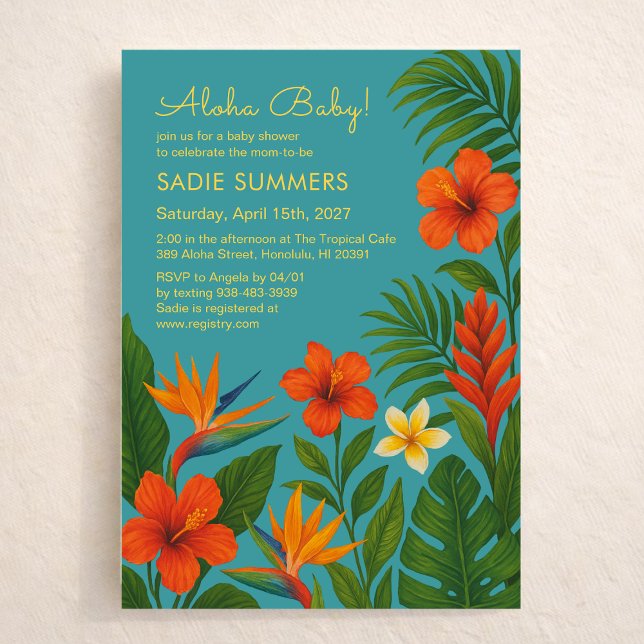 Convite Aloha Baby! Chic Tropical Baby Shower (Criador carregado)
