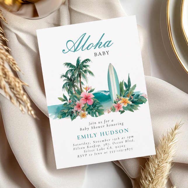 Convite Aloha Baby Hawaiian Chá de fraldas (Criador carregado)