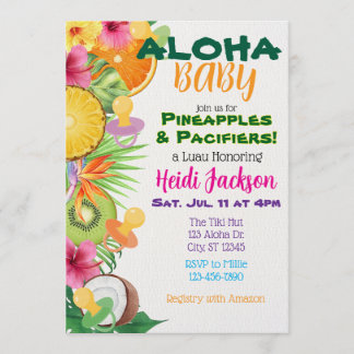 Convite Aloha Baby, Pineapples & Pacifiers Baby Shower