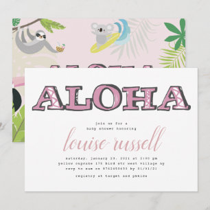 Convite Aloha Baby Tropical Animal CHÁ DE FRALDAS