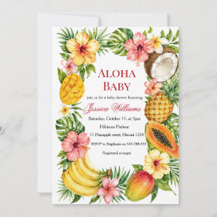 Convite Aloha Bebê Chuveiro de Bebê Hibisco Havaiano