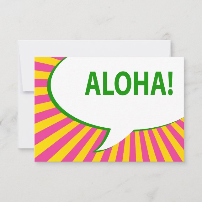 Convite Aloha! : bolha de fala em banda desenhada (Frente)