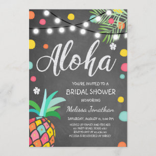 Convite Aloha Chá de panela tropical convidando Hawaii Lua