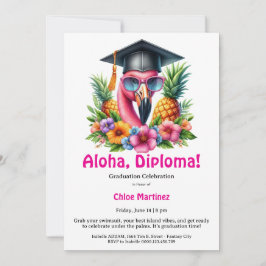 Convite Aloha Diploma Tropical Graduation Pool Party
