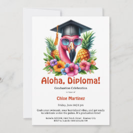 Convite Aloha Diploma Tropical Graduation Pool Party