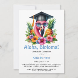 Convite Aloha Diploma Tropical Graduation Pool Party