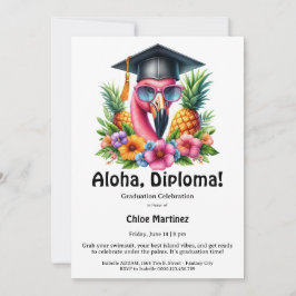 Convite Aloha Diploma Tropical Graduation Pool Party
