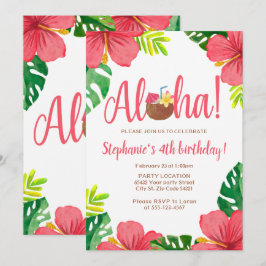 Convite Aloha, festa de aniversário havaiana