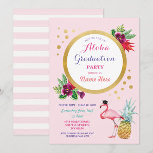 Convite Aloha Festa de formatura Flamingo Invite Tropical