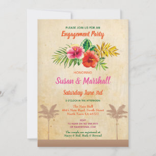 Convite Aloha Floral Noivado Invite Vintage Luau