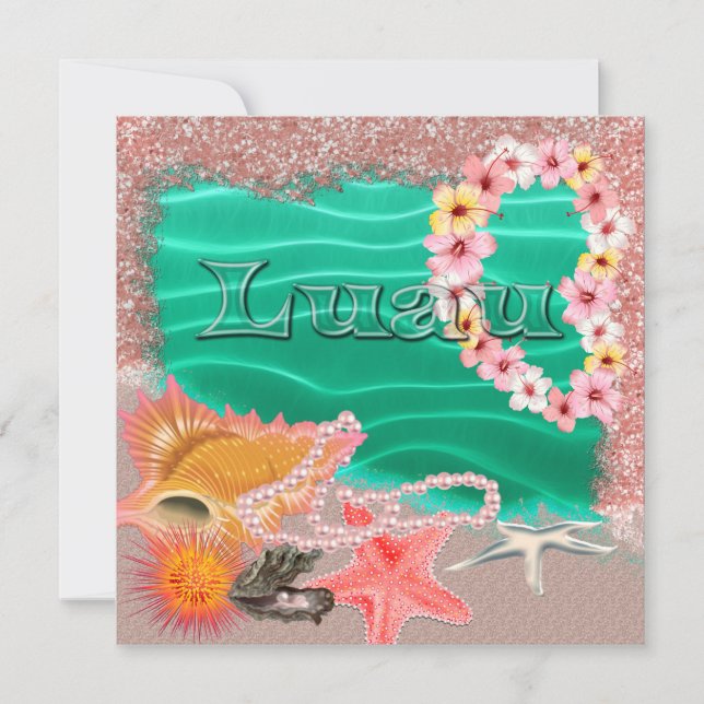 Convite Aloha Havaiana Luau (Frente)