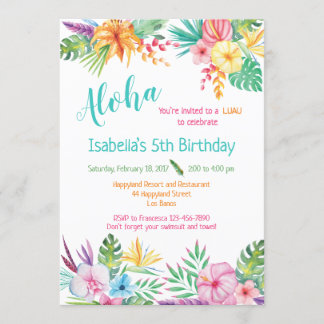 Convite Aloha Havaiana Luau Aniversário