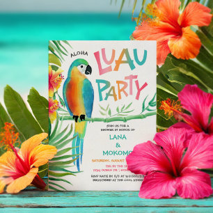 Convite Aloha Havaiana Luau Papagaio Chá Tropical de Casai
