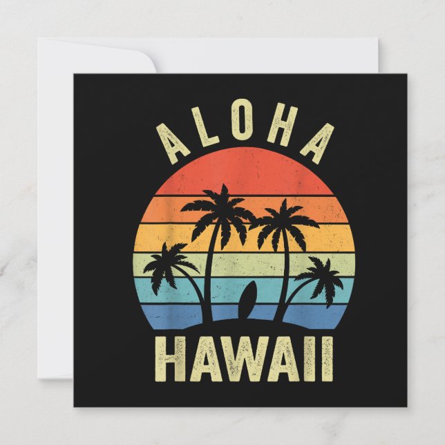 Convite Aloha Hawaii Ilha Havaiana Shirt Palm Beach Surf (Frente)