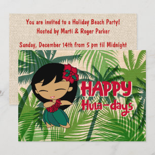 Convite Aloha Honeys Natal Festa Hula Garota Palmeiras
