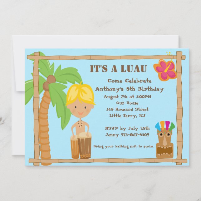 Convite Aloha Luau - Aniversário da Loira (Frente)