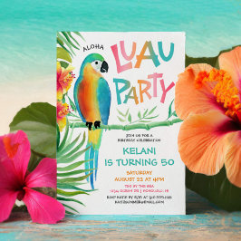 Convite Aloha Luau Aniversário Tropical de Papagaio