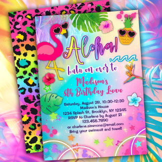 Convite Aloha Luau Birthday
