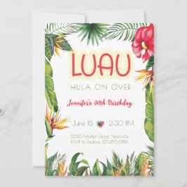 Convite Aloha Luau Birthday Tropical Floral Party