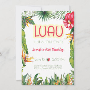 Convite Aloha Luau Birthday Tropical Floral Party