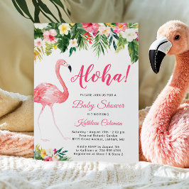 Convite Aloha Luau Chá de fraldas Tropical Flamingo