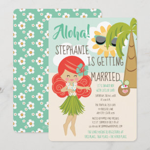 Convite Aloha Luau Chá de panela Redhead