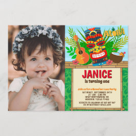 Convite Aloha Luau Havaí - Foto de Aniversário Tropical de