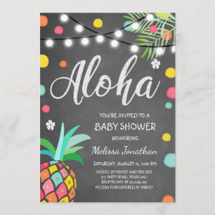 Convite Aloha o chá de fraldas tropical convida Havaí Lu
