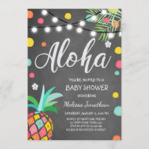 Aloha o chá de fraldas tropical convida Havaí Luau