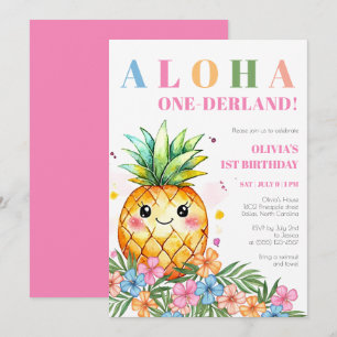 Convite Aloha Onederland Abacaxi Tropical 1º Aniversário